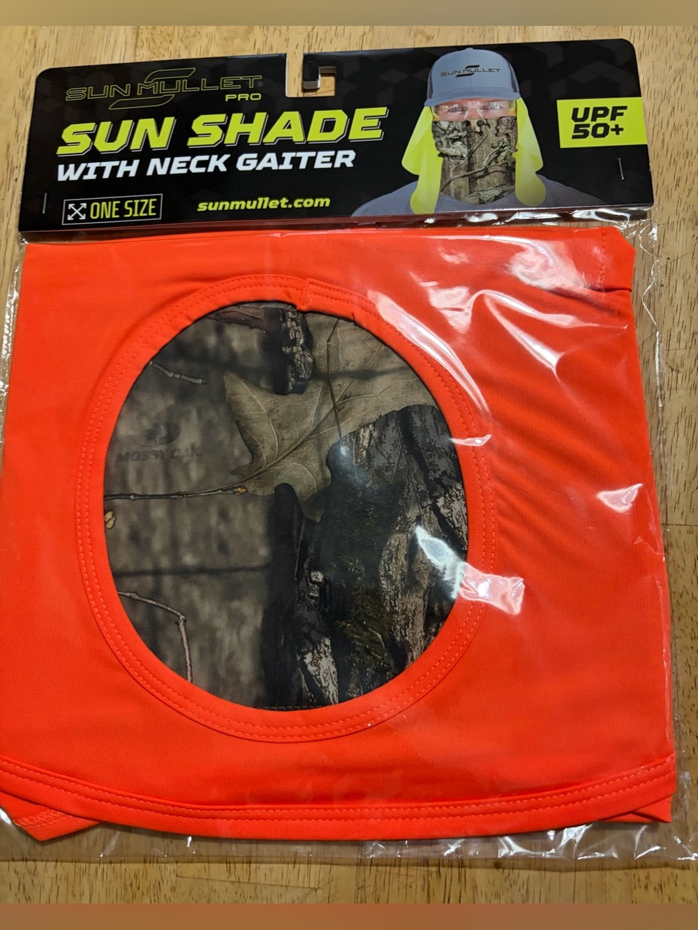 Orange Sun Shade Neck Gaiter with Camo Panel